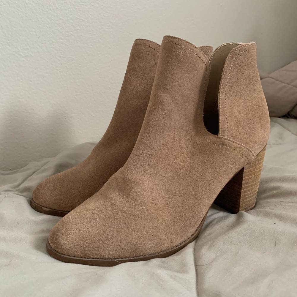 Aldo Tan Suede Block Heel Booties
